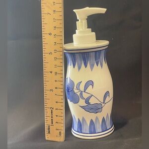 Blue and White Ceramic Soap Dispenser
